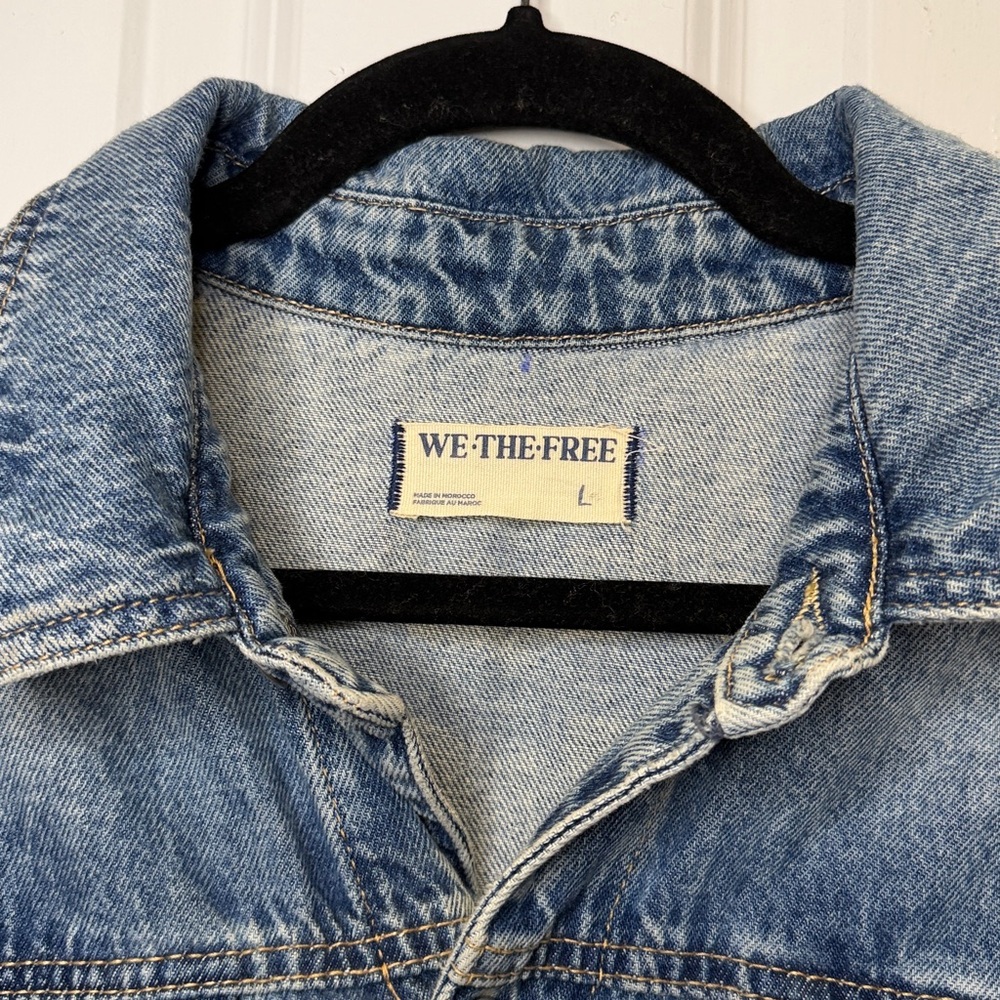 Free People Marci Denim Cuffed Short Romper in Large - Picture 5 of 5